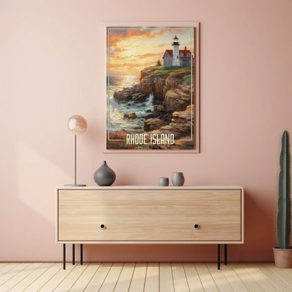 Vintage Poster - Rhode Island Lighthouse United States