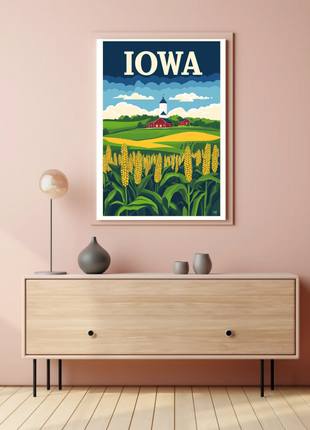 Iowa Farm Landscape Vintage Style Poster