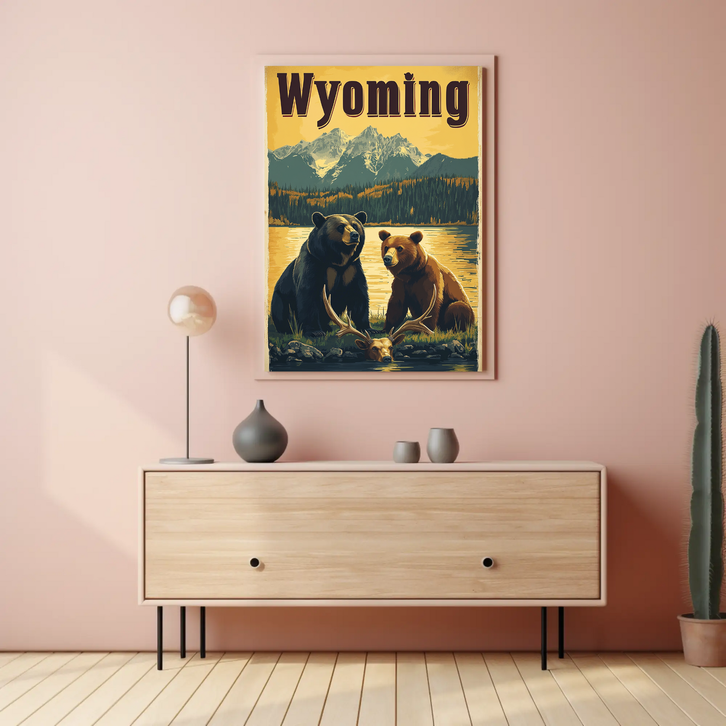 Wyoming Bears Mountain Vintage Poster