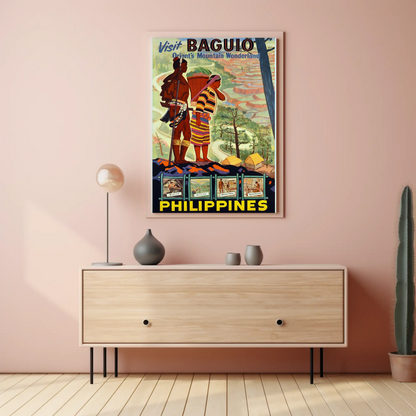 Baguio Philippines Vintage Travel Poster