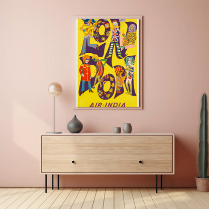 Air India London Groovy Mod Sixties Style Vintage Travel Poster