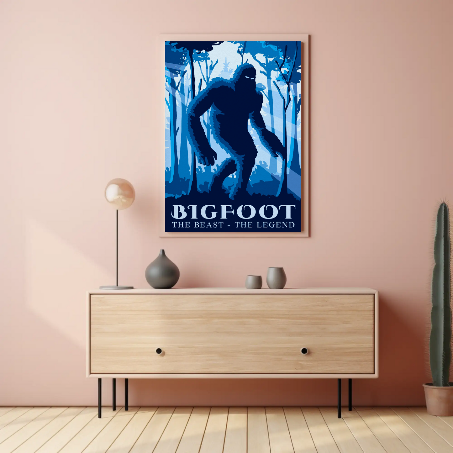 Bigfoot Silhouette Forest Legend Cryptid Poster Print