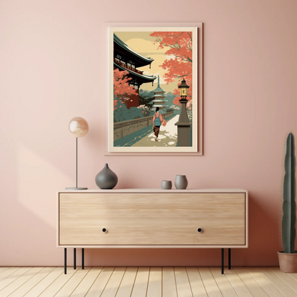 Vintage Poster Japan Temple Autumn