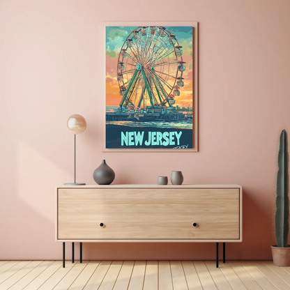 New Jersey Boardwalk Vintage Travel Poster