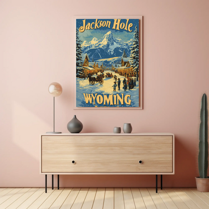 Jackson Hole Wyoming Vintage Poster Winter