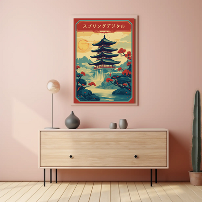 Japan Pagoda Vintage Travel Poster