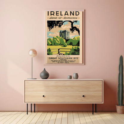 Ireland - Land of Romance Vintage Travel Poster