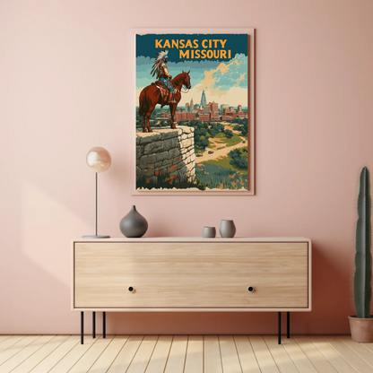 Kansas City Skyline Vintage Travel Poster