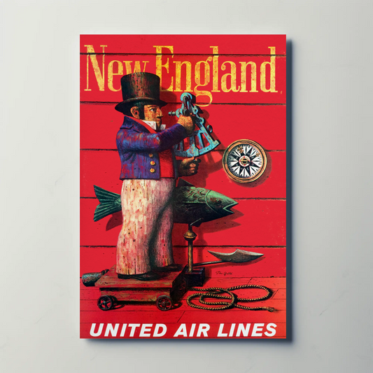 Vintage New England Travel Poster by United Air Lines