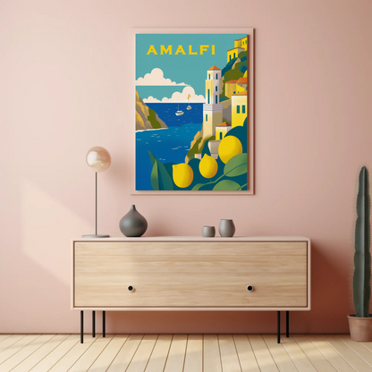Amalfi Italy Vintage Travel Poster