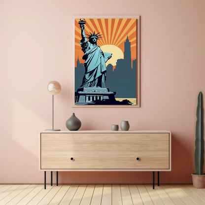 Statue of Liberty New York Vintage Travel Poster