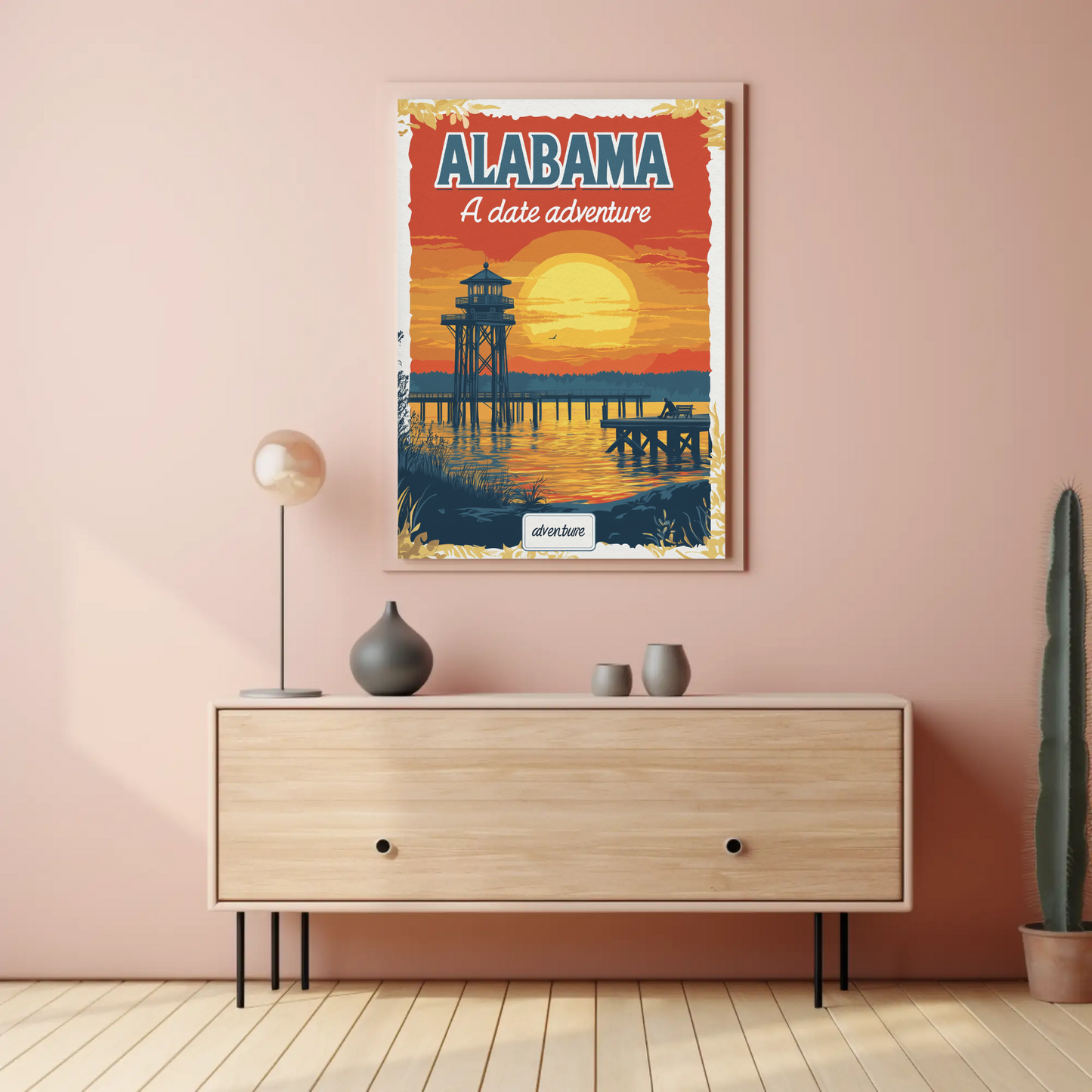 Alabama: A Date Adventure Vintage Travel Poster