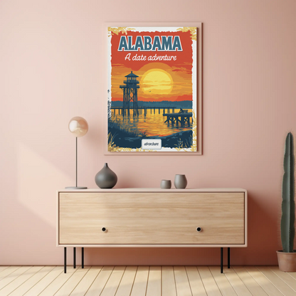 Alabama: A Date Adventure Vintage Travel Poster