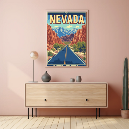 Nevada Landscape Vintage Travel Poster