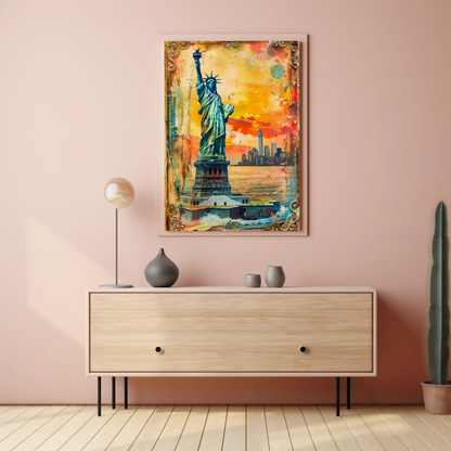 Statue of Liberty Vintage Travel Poster