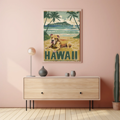 Hawaii Beach Dog Travel Poster