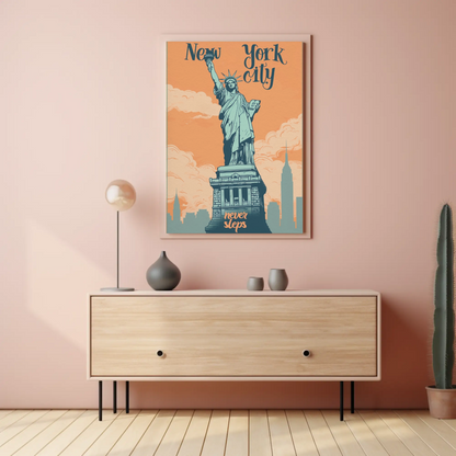 New York City Statue of Liberty Vintage Poster
