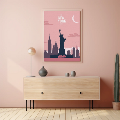 Vintage Travel Poster - New York Statue of Liberty