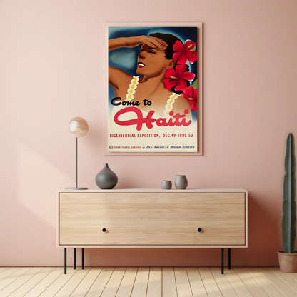 Haiti Vintage Poster Woman Flowers
