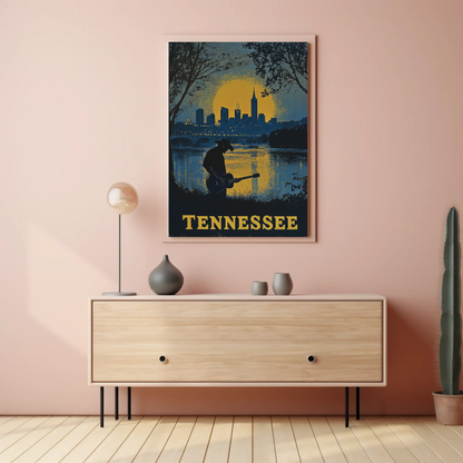 Tennessee Vintage Poster - Music and Cityscape