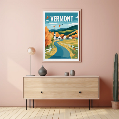 Vermont Vintage Poster - Mountain Road