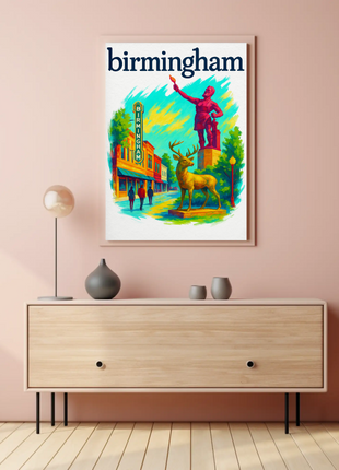 Birmingham Michigan Wall Art Vintage Travel Poster