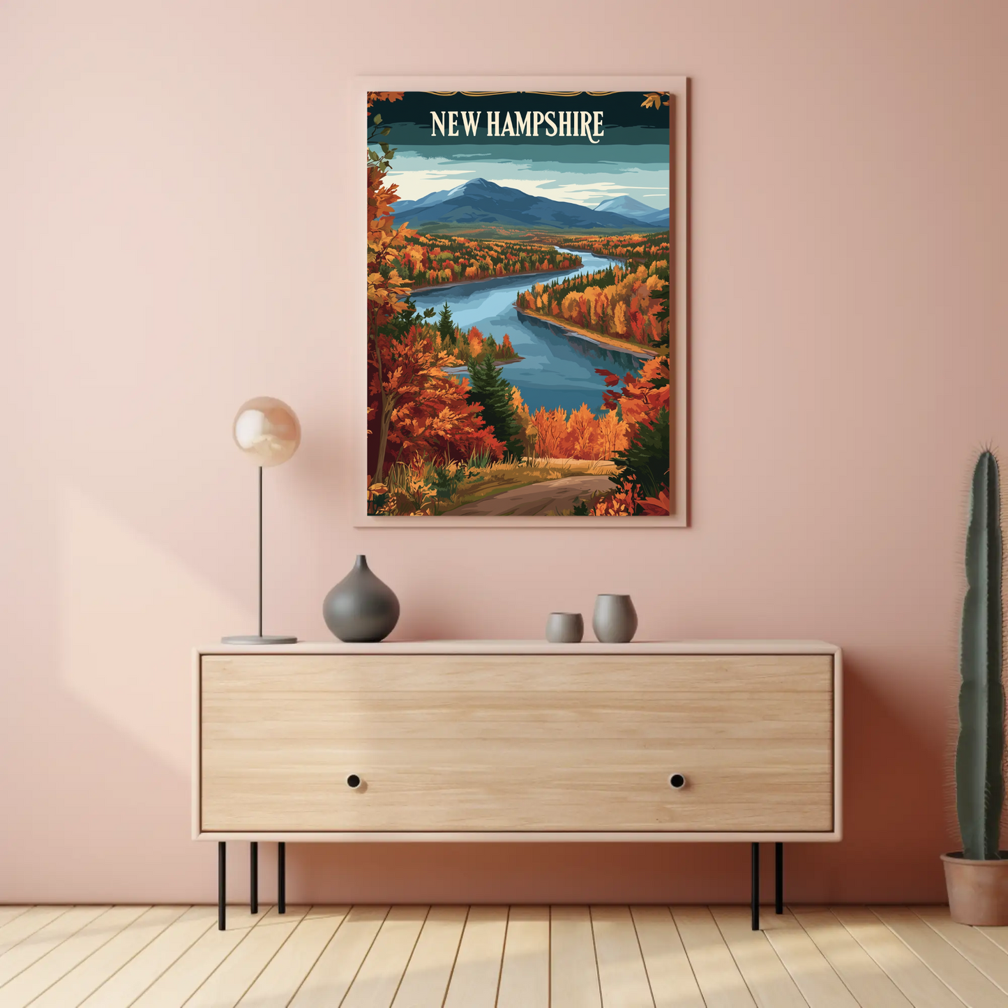 New Hampshire Autumn Vintage Style Poster