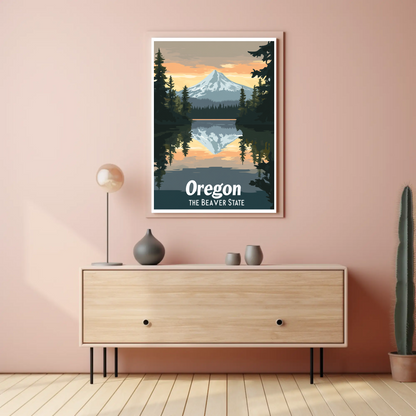 Oregon - The Beaver State Vintage Travel Poster