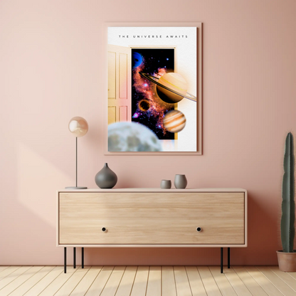 Universe Awaits Doorway Planets Cosmos Sci-Fi Poster