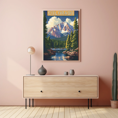 Colorado Scenic Mountains Vintage Travel Poster