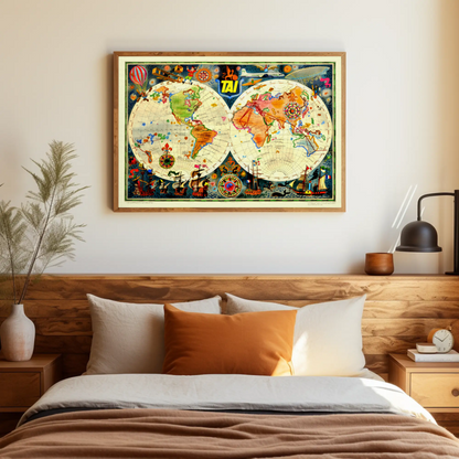 Vintage World Travel Map Poster