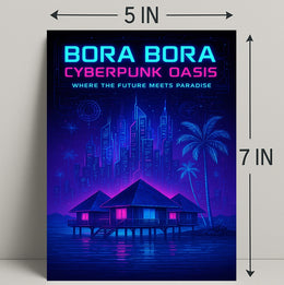 Bora Bora Cyberpunk Oasis Poster PosterGoat