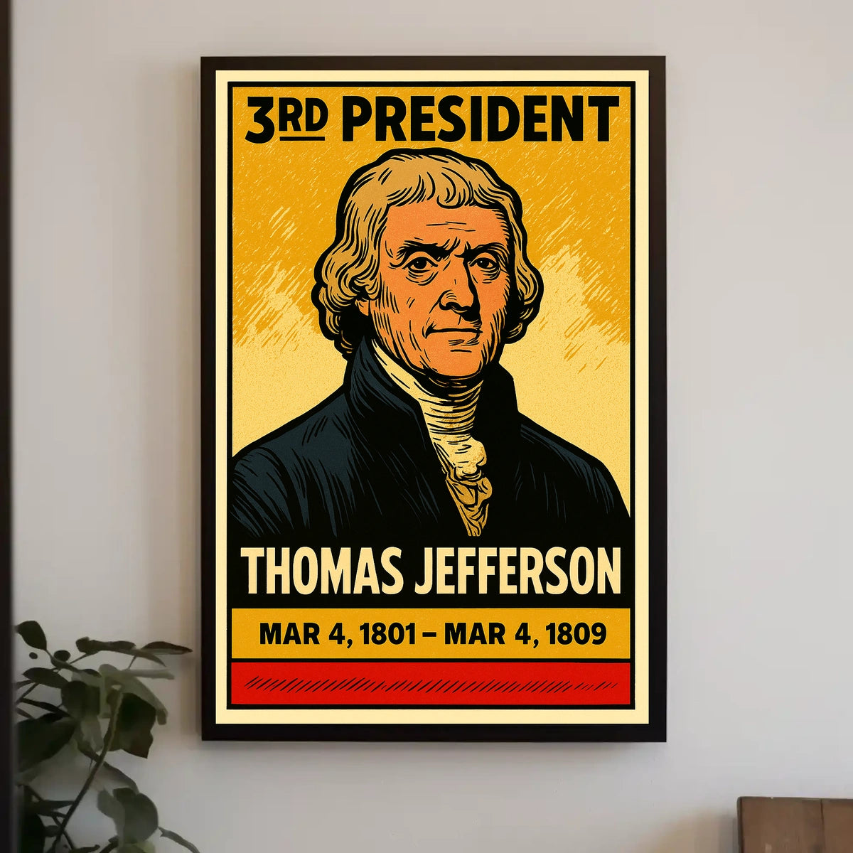 Thomas Jefferson 3rd President of the United States Inked Comic Style Poster