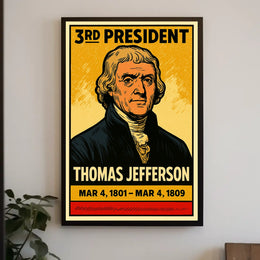 Thomas Jefferson 3rd President of the United States Inked Comic Style Poster