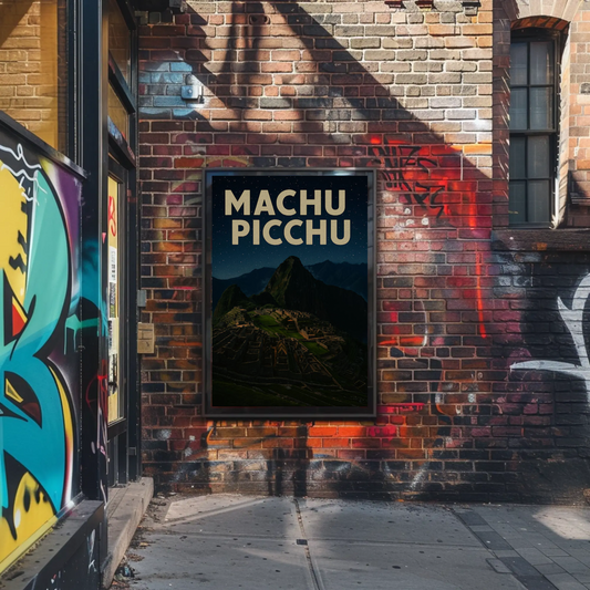 Machu Picchu Peru Night Sky Ancient Ruins Poster