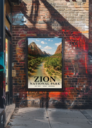 Zion National Park Utah Scenic Canyon River Views Travel Poster Travel Poster