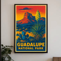 Guadalupe National Park Sunset Vintage Travel Voyager Poster