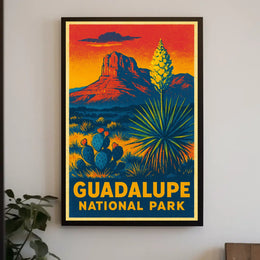 Guadalupe National Park Sunset Vintage Travel Voyager Poster