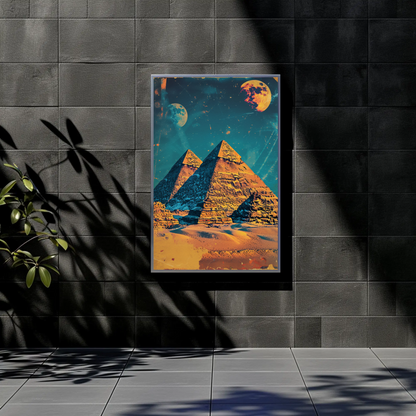 Pyramids of Giza Vintage Travel Poster