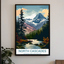 North Cascades Vintage Landscape Art National Park Poster