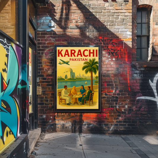 Karachi Pakistan Family Tea Lakeside Monument Poster Poster