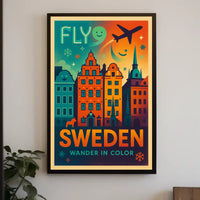 Experience Sweden Vibrant Cityscape Travel Poster PosterGoat