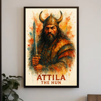 Attila the Hun Watercolor Warrior Art Poster