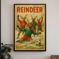 Reindeer Soccer Celebration Poster