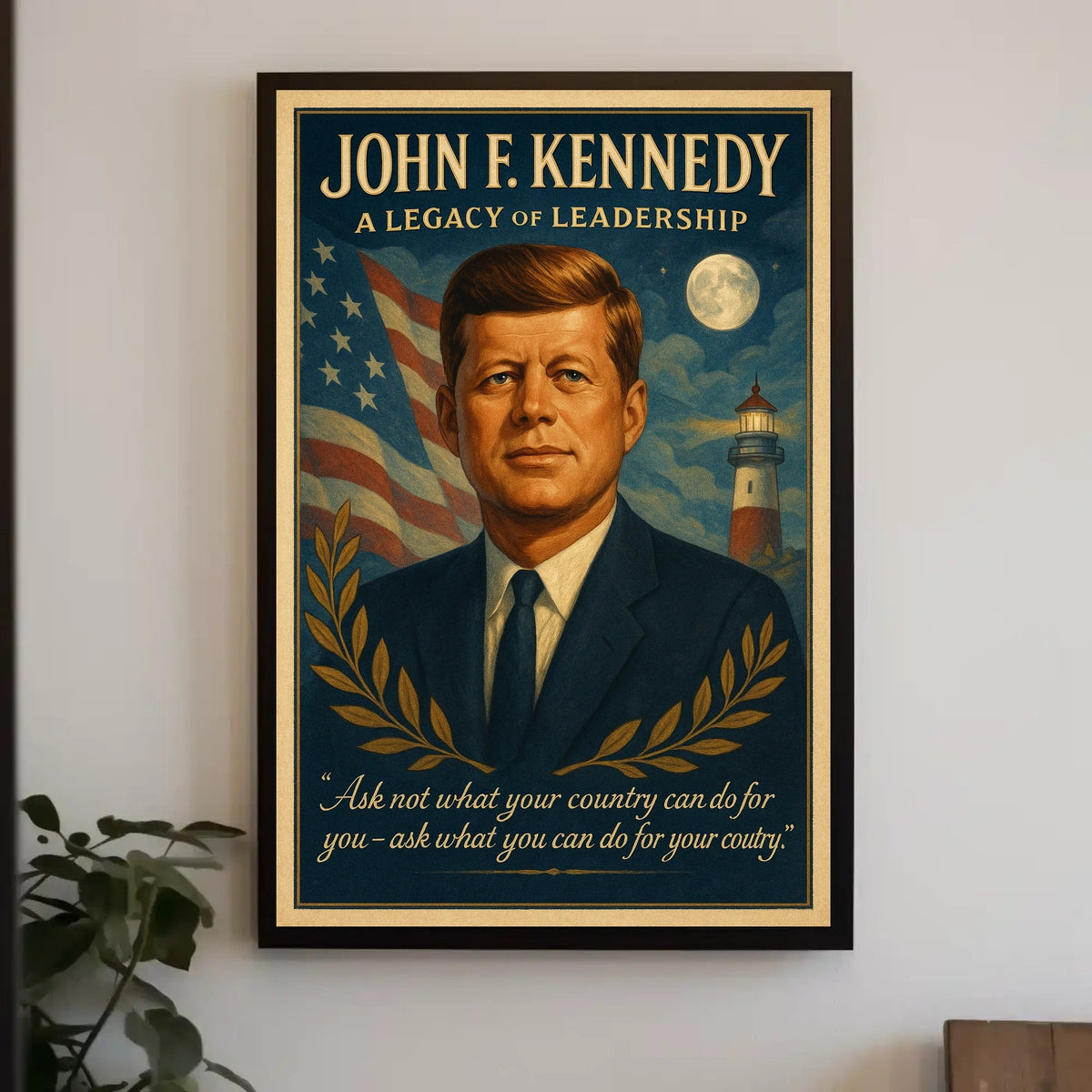 John F. Kennedy Vintage Leadership Poster Art