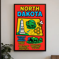 North Dakota Pop Art Travel Poster