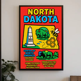 North Dakota Pop Art Travel Poster