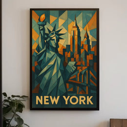 Cubist New York Poster Museum Quality Cityscape Office