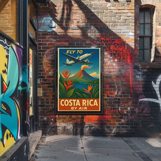 Costa Rica Volcano Jungle Flight Travel Poster