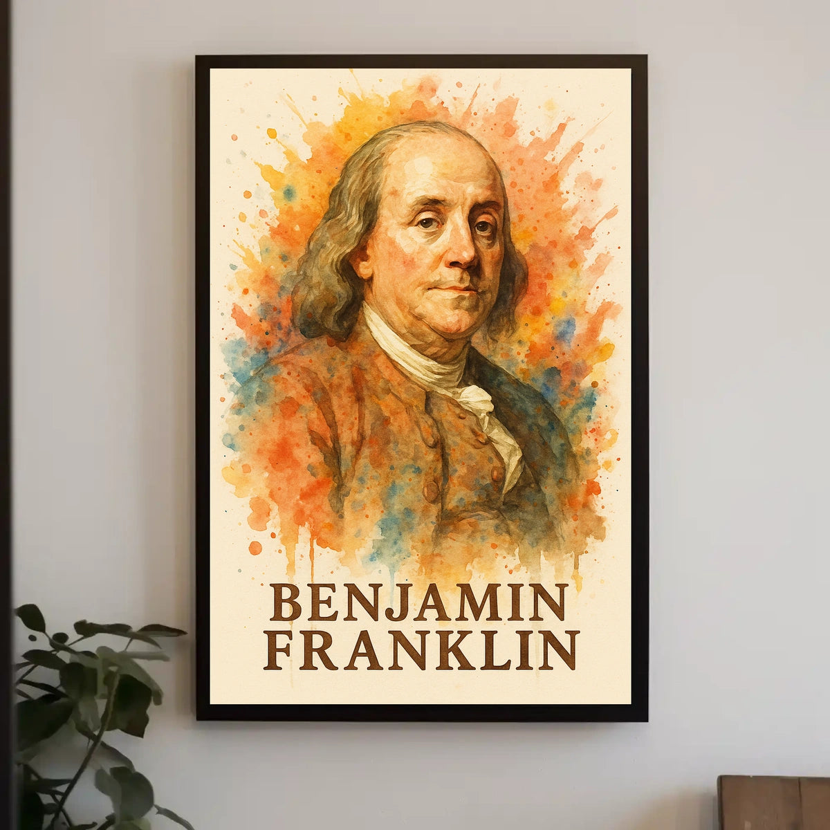 Benjamin Franklin Vintage Watercolor Portrait Poster Art